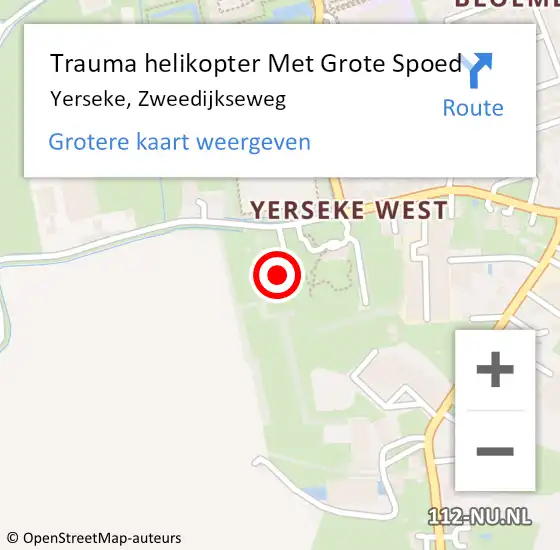 Locatie op kaart van de 112 melding: Trauma helikopter Met Grote Spoed Naar Yerseke, Zweedijkseweg op 8 maart 2023 16:59