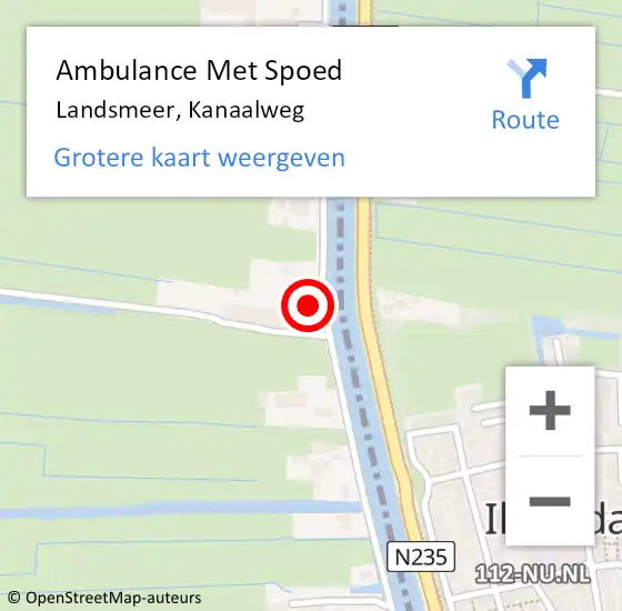 Locatie op kaart van de 112 melding: Ambulance Met Spoed Naar Landsmeer, Kanaalweg op 8 maart 2023 17:10