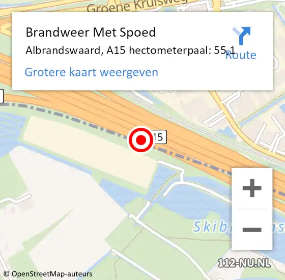 Locatie op kaart van de 112 melding: Brandweer Met Spoed Naar Albrandswaard, A15 hectometerpaal: 55,1 op 8 maart 2023 17:16