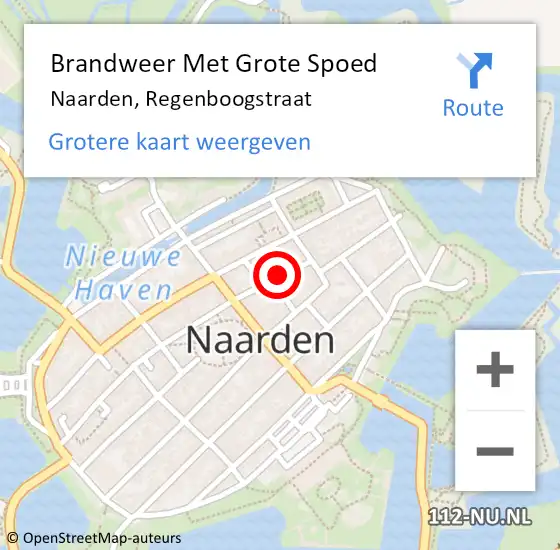 Locatie op kaart van de 112 melding: Brandweer Met Grote Spoed Naar Naarden, Regenboogstraat op 8 maart 2023 17:16