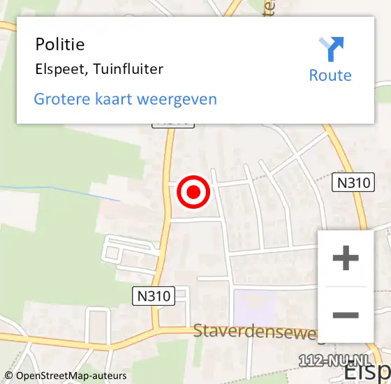 Locatie op kaart van de 112 melding: Politie Elspeet, Tuinfluiter op 8 maart 2023 17:20