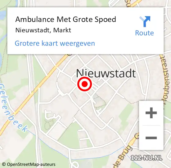 Locatie op kaart van de 112 melding: Ambulance Met Grote Spoed Naar Nieuwstadt, Markt op 8 maart 2023 17:49