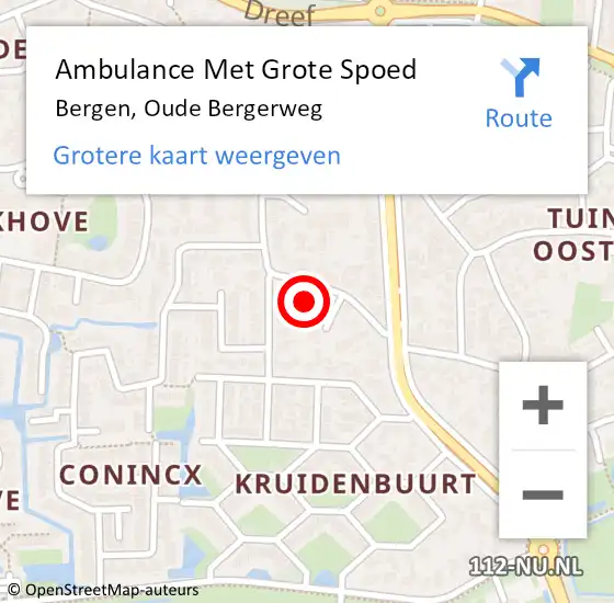 Locatie op kaart van de 112 melding: Ambulance Met Grote Spoed Naar Bergen, Oude Bergerweg op 8 maart 2023 18:01
