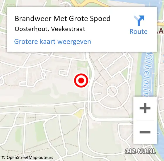 Locatie op kaart van de 112 melding: Brandweer Met Grote Spoed Naar Oosterhout, Veekestraat op 8 maart 2023 18:20