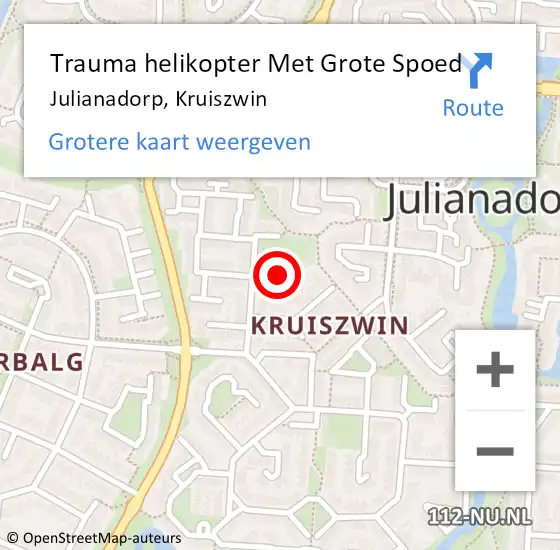 Locatie op kaart van de 112 melding: Trauma helikopter Met Grote Spoed Naar Julianadorp, Kruiszwin op 8 maart 2023 18:22