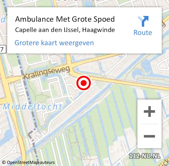 Locatie op kaart van de 112 melding: Ambulance Met Grote Spoed Naar Capelle aan den IJssel, Haagwinde op 8 maart 2023 19:14