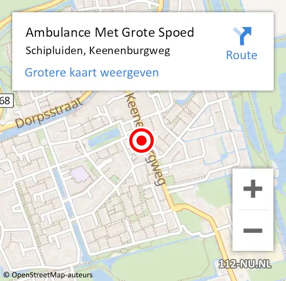 Locatie op kaart van de 112 melding: Ambulance Met Grote Spoed Naar Schipluiden, Keenenburgweg op 8 maart 2023 19:17