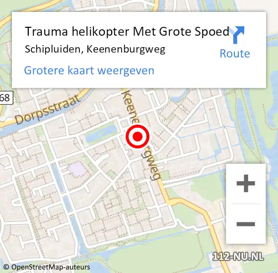 Locatie op kaart van de 112 melding: Trauma helikopter Met Grote Spoed Naar Schipluiden, Keenenburgweg op 8 maart 2023 19:18