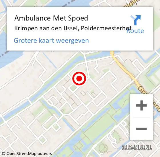 Locatie op kaart van de 112 melding: Ambulance Met Spoed Naar Krimpen aan den IJssel, Poldermeesterhof op 8 maart 2023 19:21