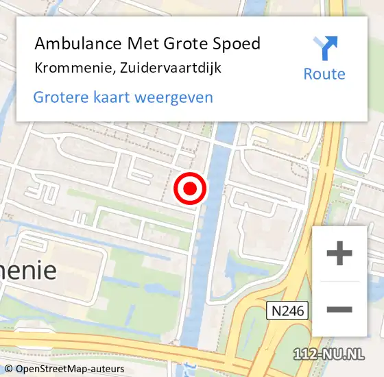 Locatie op kaart van de 112 melding: Ambulance Met Grote Spoed Naar Krommenie, Zuidervaartdijk op 8 maart 2023 19:23