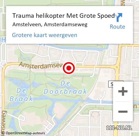 Locatie op kaart van de 112 melding: Trauma helikopter Met Grote Spoed Naar Amstelveen, Amsterdamseweg op 8 maart 2023 19:51