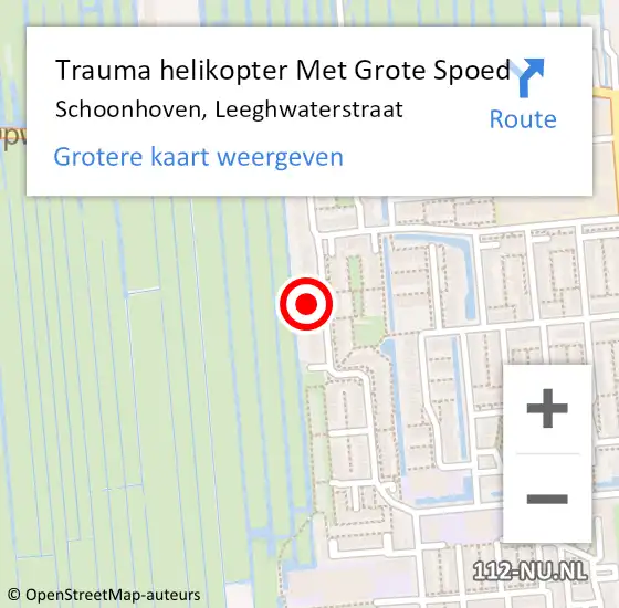 Locatie op kaart van de 112 melding: Trauma helikopter Met Grote Spoed Naar Schoonhoven, Leeghwaterstraat op 8 maart 2023 20:35