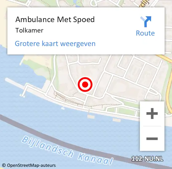 Locatie op kaart van de 112 melding: Ambulance Met Spoed Naar Tolkamer op 8 maart 2023 21:07