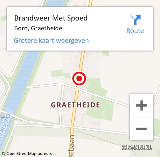 Locatie op kaart van de 112 melding: Brandweer Met Spoed Naar Born, Graetheide op 8 maart 2023 22:05