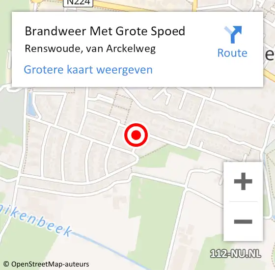 Locatie op kaart van de 112 melding: Brandweer Met Grote Spoed Naar Renswoude, van Arckelweg op 8 maart 2023 22:09