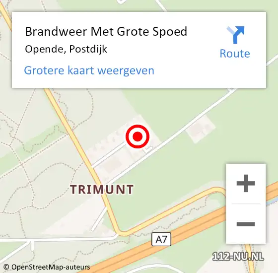 Locatie op kaart van de 112 melding: Brandweer Met Grote Spoed Naar Opende, Postdijk op 8 maart 2023 22:38