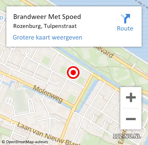 Locatie op kaart van de 112 melding: Brandweer Met Spoed Naar Rozenburg, Tulpenstraat op 8 maart 2023 23:16