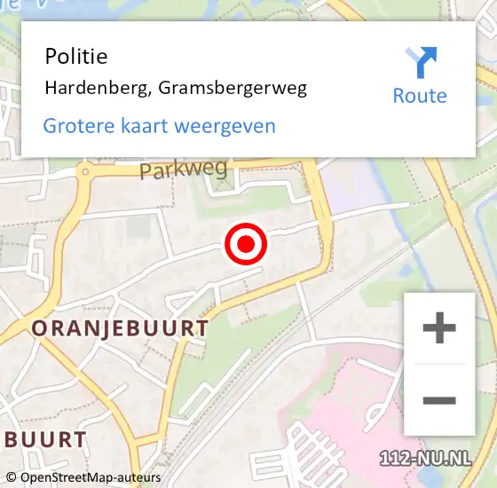 Locatie op kaart van de 112 melding: Politie Hardenberg, Gramsbergerweg op 8 maart 2023 23:29