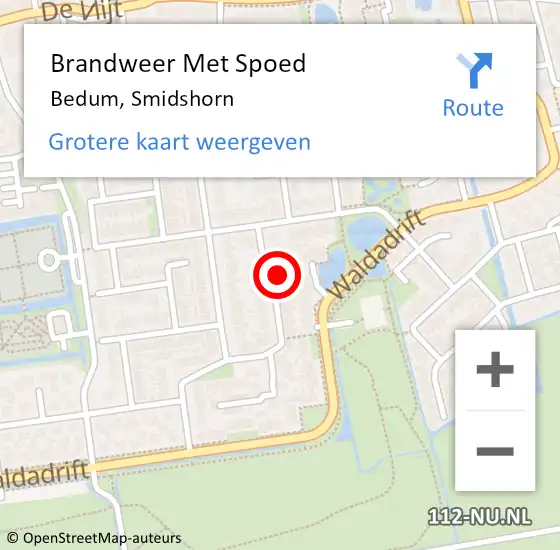 Locatie op kaart van de 112 melding: Brandweer Met Spoed Naar Bedum, Smidshorn op 8 maart 2023 23:45