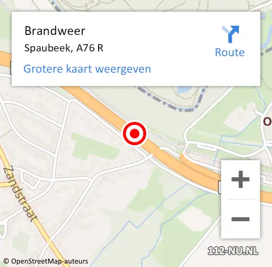 Locatie op kaart van de 112 melding: Brandweer Spaubeek, A76 R op 18 augustus 2014 10:30