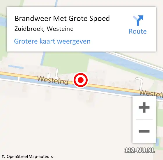 Locatie op kaart van de 112 melding: Brandweer Met Grote Spoed Naar Zuidbroek, Westeind op 9 maart 2023 00:24