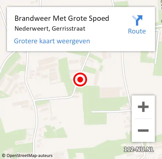 Locatie op kaart van de 112 melding: Brandweer Met Grote Spoed Naar Nederweert, Gerrisstraat op 9 maart 2023 00:43