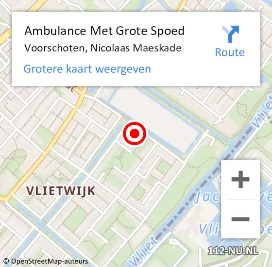 Locatie op kaart van de 112 melding: Ambulance Met Grote Spoed Naar Voorschoten, Nicolaas Maeskade op 9 maart 2023 01:18