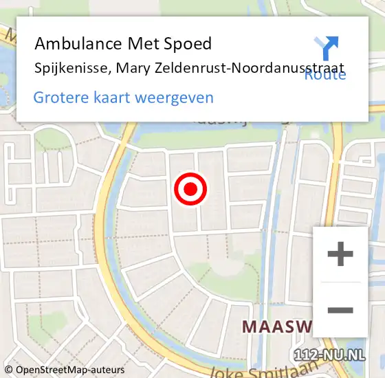 Locatie op kaart van de 112 melding: Ambulance Met Spoed Naar Spijkenisse, Mary Zeldenrust-Noordanusstraat op 9 maart 2023 01:56