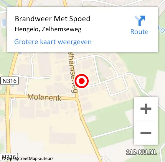 Locatie op kaart van de 112 melding: Brandweer Met Spoed Naar Hengelo, Zelhemseweg op 9 maart 2023 02:33