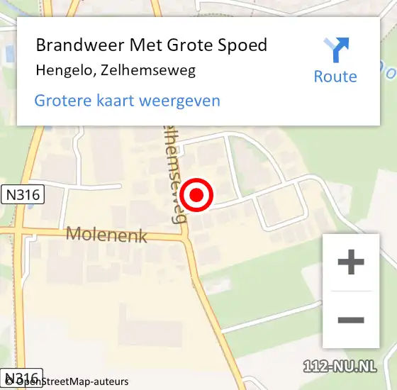 Locatie op kaart van de 112 melding: Brandweer Met Grote Spoed Naar Hengelo, Zelhemseweg op 9 maart 2023 02:53