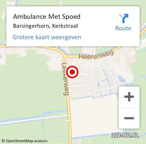 Locatie op kaart van de 112 melding: Ambulance Met Spoed Naar Barsingerhorn, Kerkstraat op 9 maart 2023 03:07