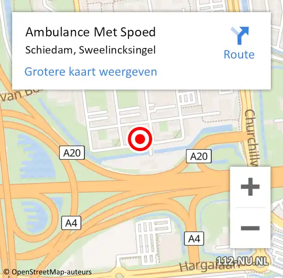 Locatie op kaart van de 112 melding: Ambulance Met Spoed Naar Schiedam, Sweelincksingel op 9 maart 2023 03:21