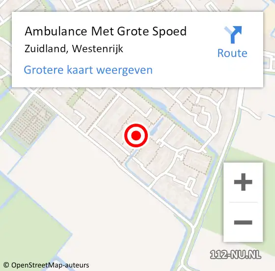Locatie op kaart van de 112 melding: Ambulance Met Grote Spoed Naar Zuidland, Westenrijk op 9 maart 2023 03:24