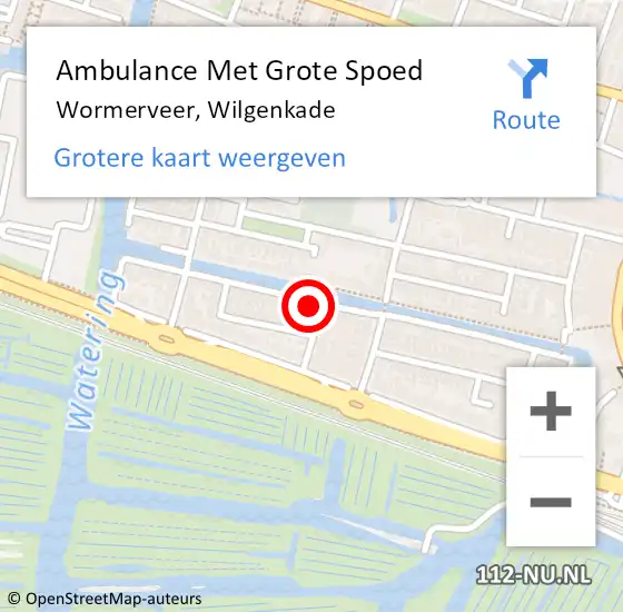 Locatie op kaart van de 112 melding: Ambulance Met Grote Spoed Naar Wormerveer, Wilgenkade op 9 maart 2023 05:00
