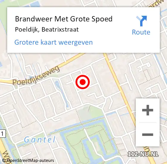 Locatie op kaart van de 112 melding: Brandweer Met Grote Spoed Naar Poeldijk, Beatrixstraat op 9 maart 2023 06:05