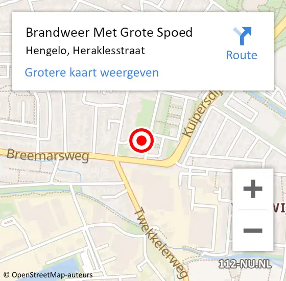 Locatie op kaart van de 112 melding: Brandweer Met Grote Spoed Naar Hengelo, Heraklesstraat op 9 maart 2023 07:57