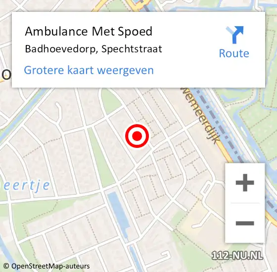 Locatie op kaart van de 112 melding: Ambulance Met Spoed Naar Badhoevedorp, Spechtstraat op 9 maart 2023 07:59