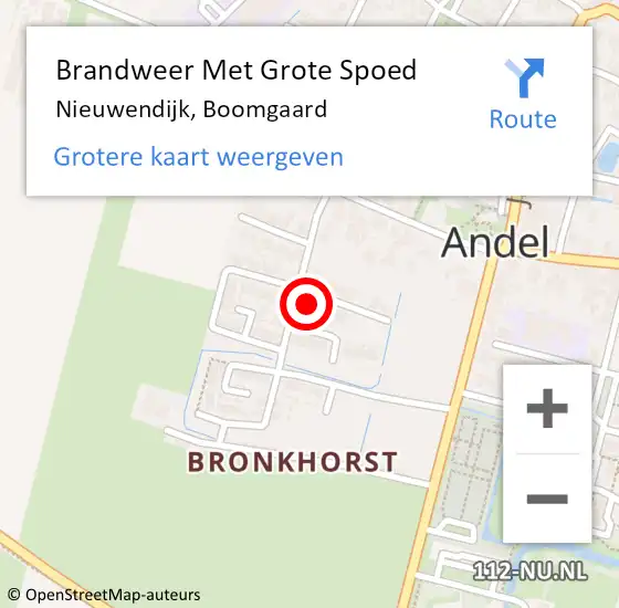 Locatie op kaart van de 112 melding: Brandweer Met Grote Spoed Naar Nieuwendijk, Boomgaard op 9 maart 2023 08:00