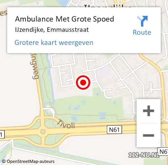 Locatie op kaart van de 112 melding: Ambulance Met Grote Spoed Naar IJzendijke, Emmausstraat op 11 oktober 2013 20:35