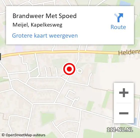 Locatie op kaart van de 112 melding: Brandweer Met Spoed Naar Meijel, Kapelkesweg op 9 maart 2023 08:08