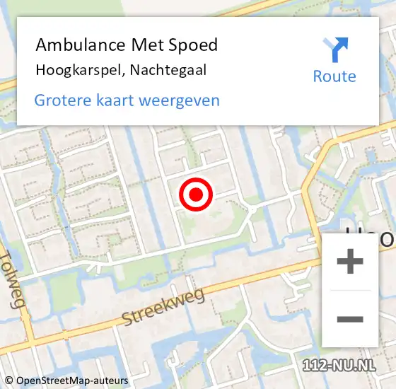 Locatie op kaart van de 112 melding: Ambulance Met Spoed Naar Hoogkarspel, Nachtegaal op 9 maart 2023 08:22