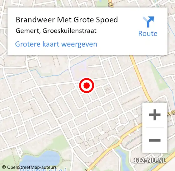 Locatie op kaart van de 112 melding: Brandweer Met Grote Spoed Naar Gemert, Groeskuilenstraat op 9 maart 2023 08:46