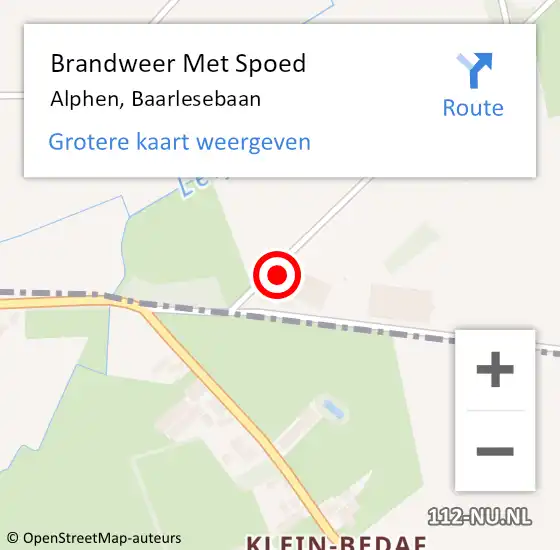 Locatie op kaart van de 112 melding: Brandweer Met Spoed Naar Alphen, Baarlesebaan op 9 maart 2023 08:55