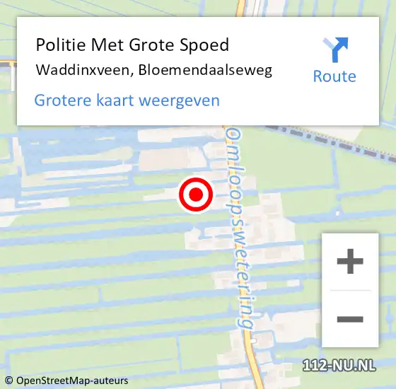 Locatie op kaart van de 112 melding: Politie Met Grote Spoed Naar Waddinxveen, Bloemendaalseweg op 9 maart 2023 09:23