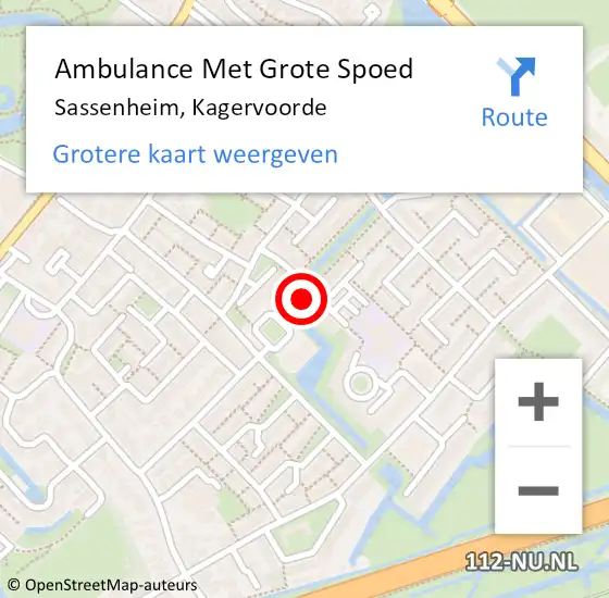 Locatie op kaart van de 112 melding: Ambulance Met Grote Spoed Naar Sassenheim, Kagervoorde op 9 maart 2023 09:25