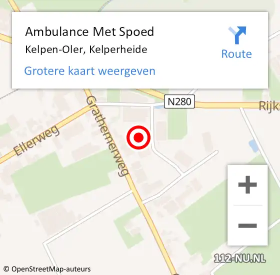 Locatie op kaart van de 112 melding: Ambulance Met Spoed Naar Kelpen-Oler, Kelperheide op 9 maart 2023 09:51