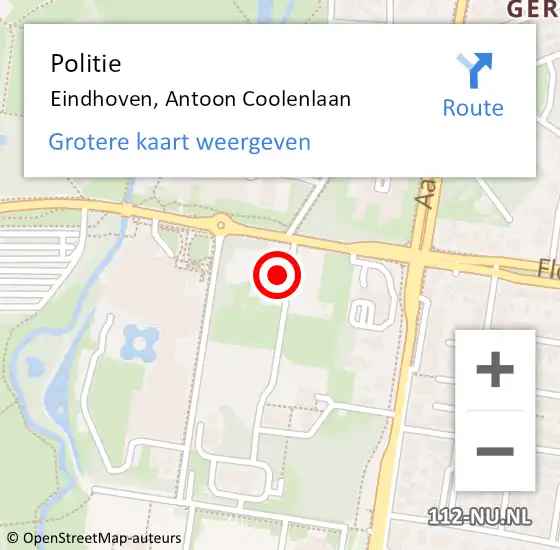 Locatie op kaart van de 112 melding: Politie Eindhoven, Antoon Coolenlaan op 9 maart 2023 09:56