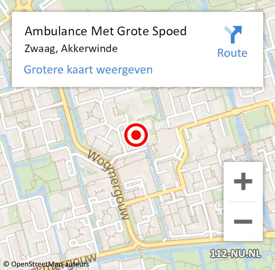 Locatie op kaart van de 112 melding: Ambulance Met Grote Spoed Naar Zwaag, Akkerwinde op 9 maart 2023 10:07