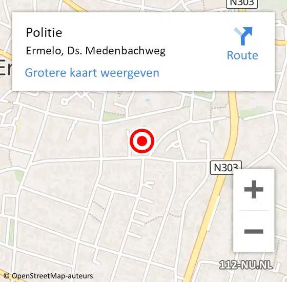 Locatie op kaart van de 112 melding: Politie Ermelo, Ds. Medenbachweg op 9 maart 2023 10:10