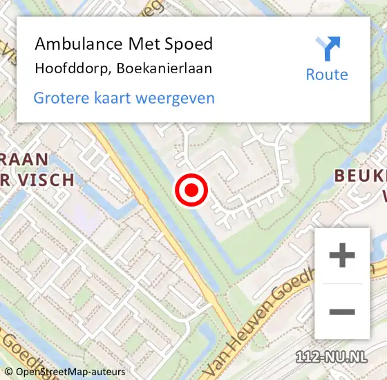 Locatie op kaart van de 112 melding: Ambulance Met Spoed Naar Hoofddorp, Boekanierlaan op 9 maart 2023 10:14